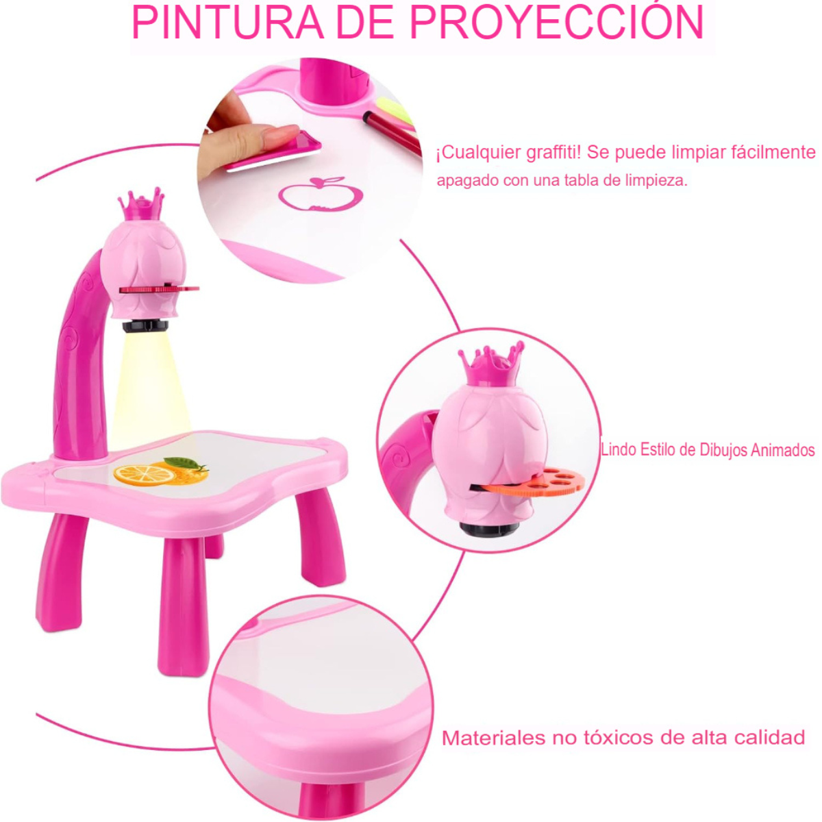 MESA DE PROYECTOR INFANTIL CON DISEÑO DE PIZARRA MAGICA