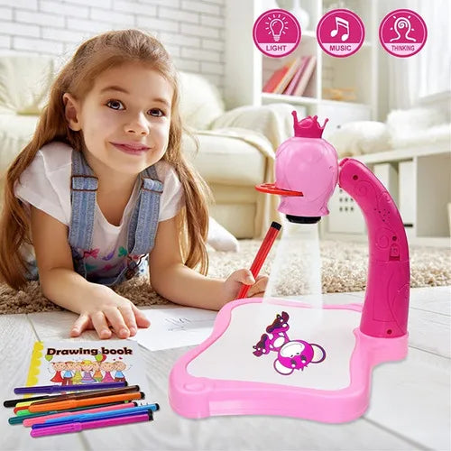 MESA DE PROYECTOR INFANTIL CON DISEÑO DE PIZARRA MAGICA