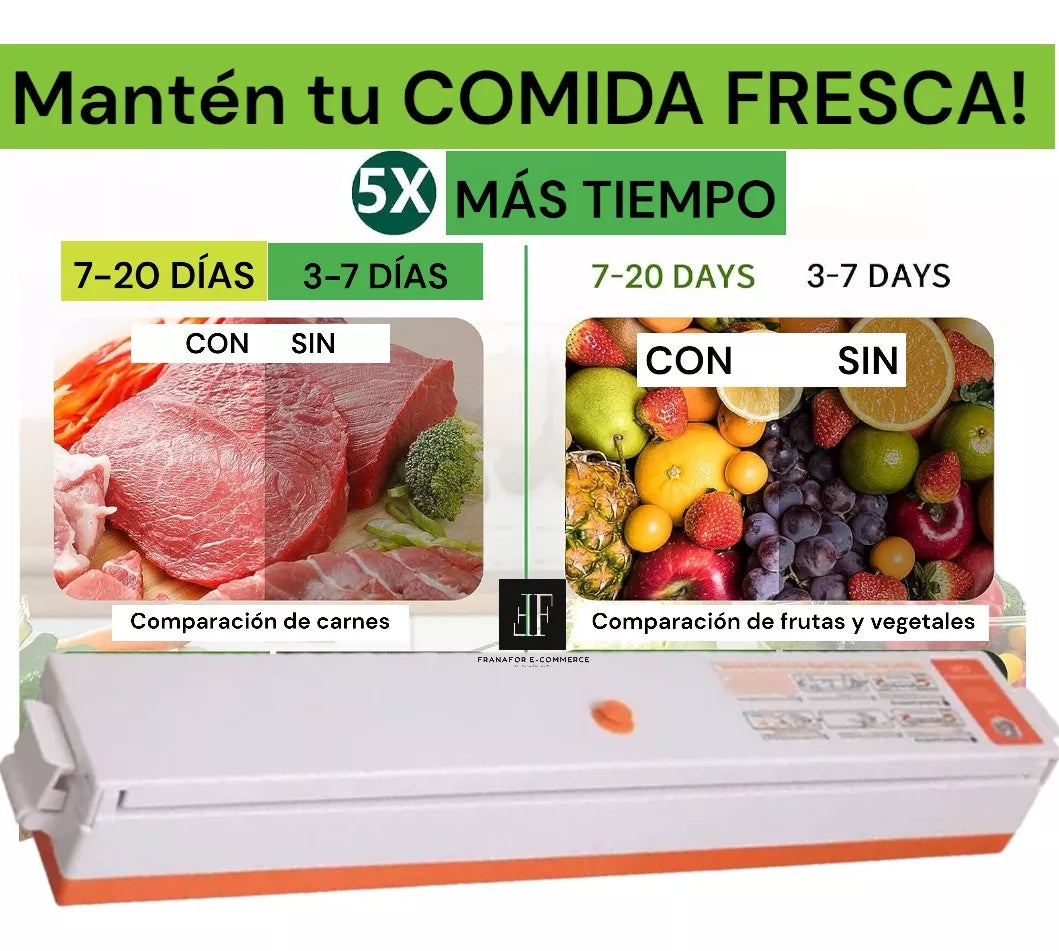 MAQUINA SELLADORA AL VACIO + BOLSAS PARA ENVASAR ALIMENTOS
