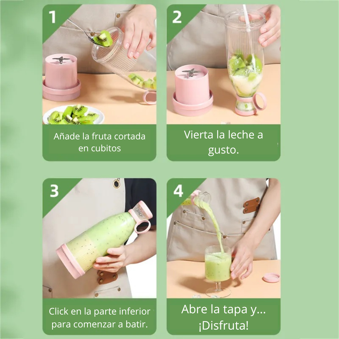 LICUADORA PORTATIL C/ANILLO DE AGARRE 420 ML "RECARGABLE USB"