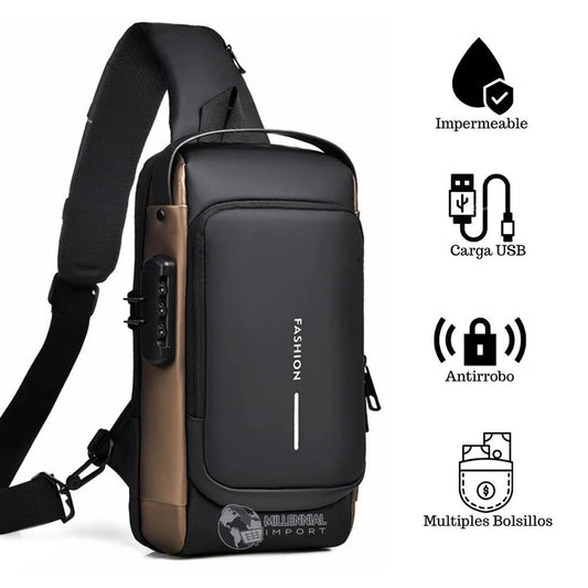 BOLSO DE HOMBRO DEPORTIVO AMTIRROBO CON CARGA USB