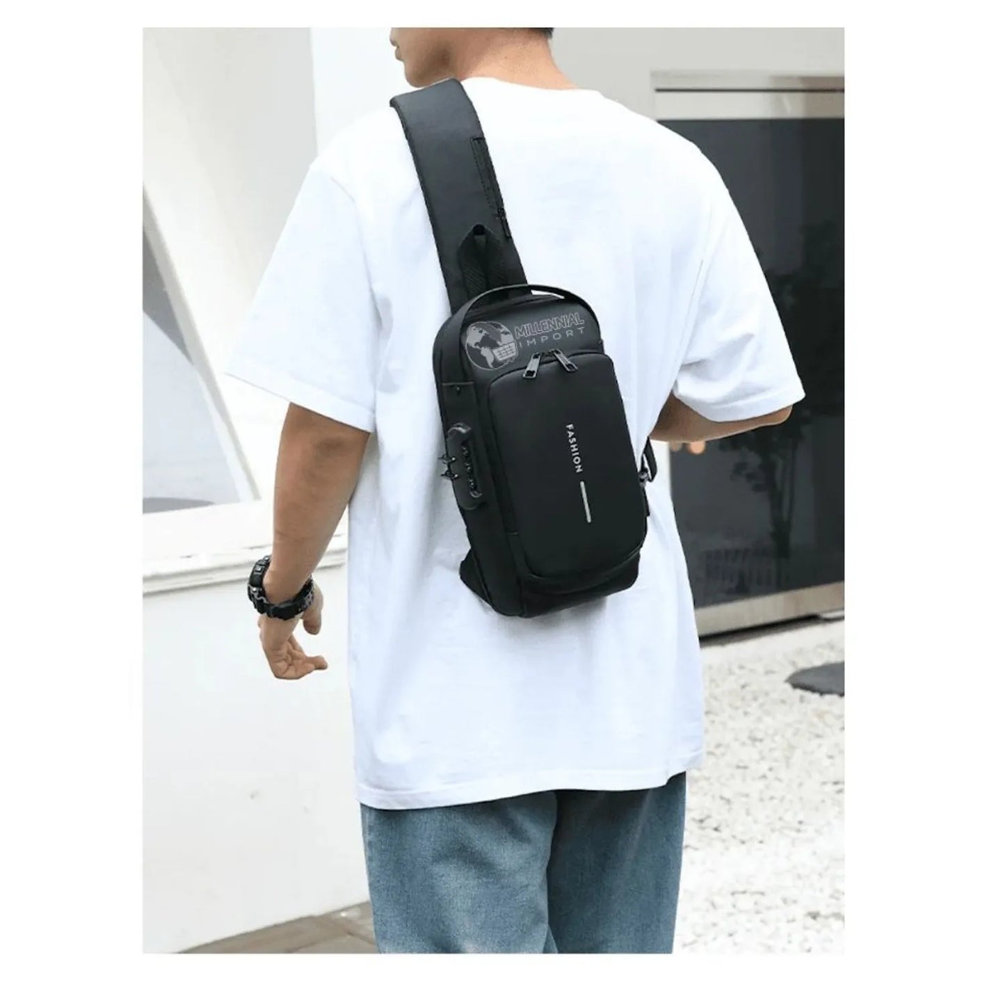 BOLSO DE HOMBRO DEPORTIVO AMTIRROBO CON CARGA USB