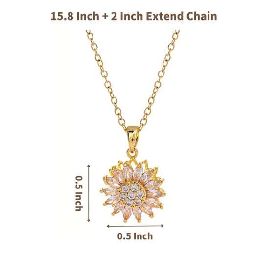 COLLAR CON DIJE DE GIRASOL GIRATORIO