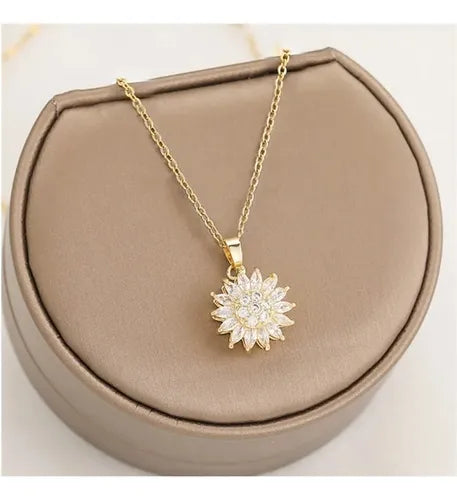 COLLAR CON DIJE DE GIRASOL GIRATORIO