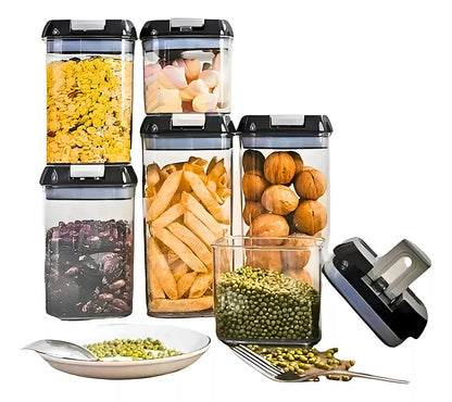 SET DE 7 CONTENEDORES CON TAPA HERMATICA DE ALMACENAMIENTO